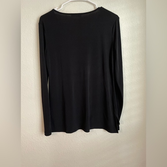 Calvin Klein Black Long Sleeve Embellished Blouse with Crew Neck size L - Picture 7 of 8